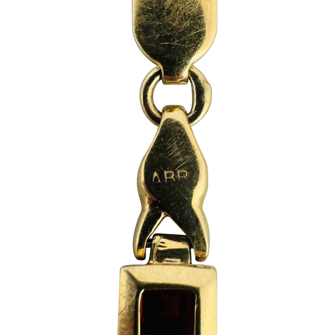 14k Yellow Gold 13.2g Princess Cut Multi Gemstone Bar Link Bracelet 7"