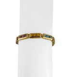 14k Yellow Gold 13.2g Princess Cut Multi Gemstone Bar Link Bracelet 7"