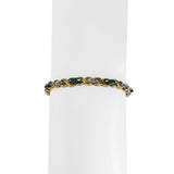 14k Yellow Gold Emerald and Diamond 10.5g Ladies X Link Bracelet 7"