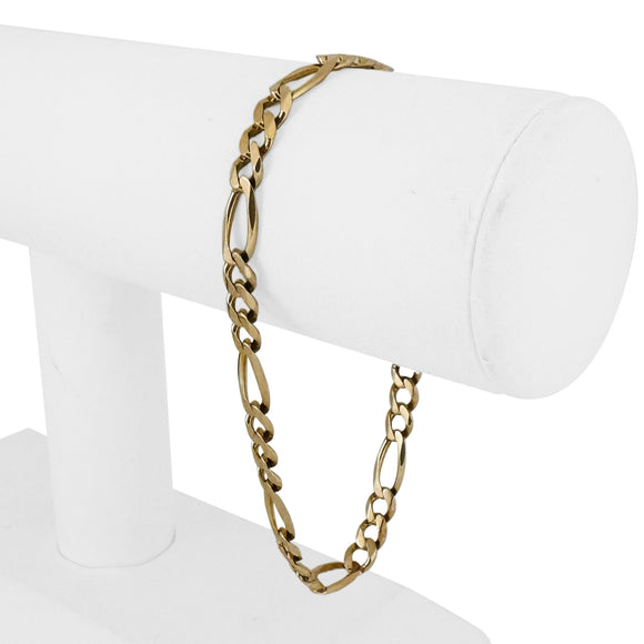 14k Yellow Gold 10.5g Solid Men's 6mm Figaro Link Bracelet Italy 8.25