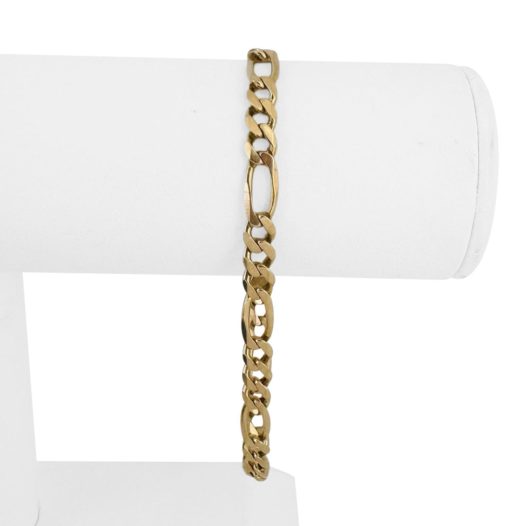 14k Yellow Gold 10.5g Solid Men's 6mm Figaro Link Bracelet Italy 8.25"