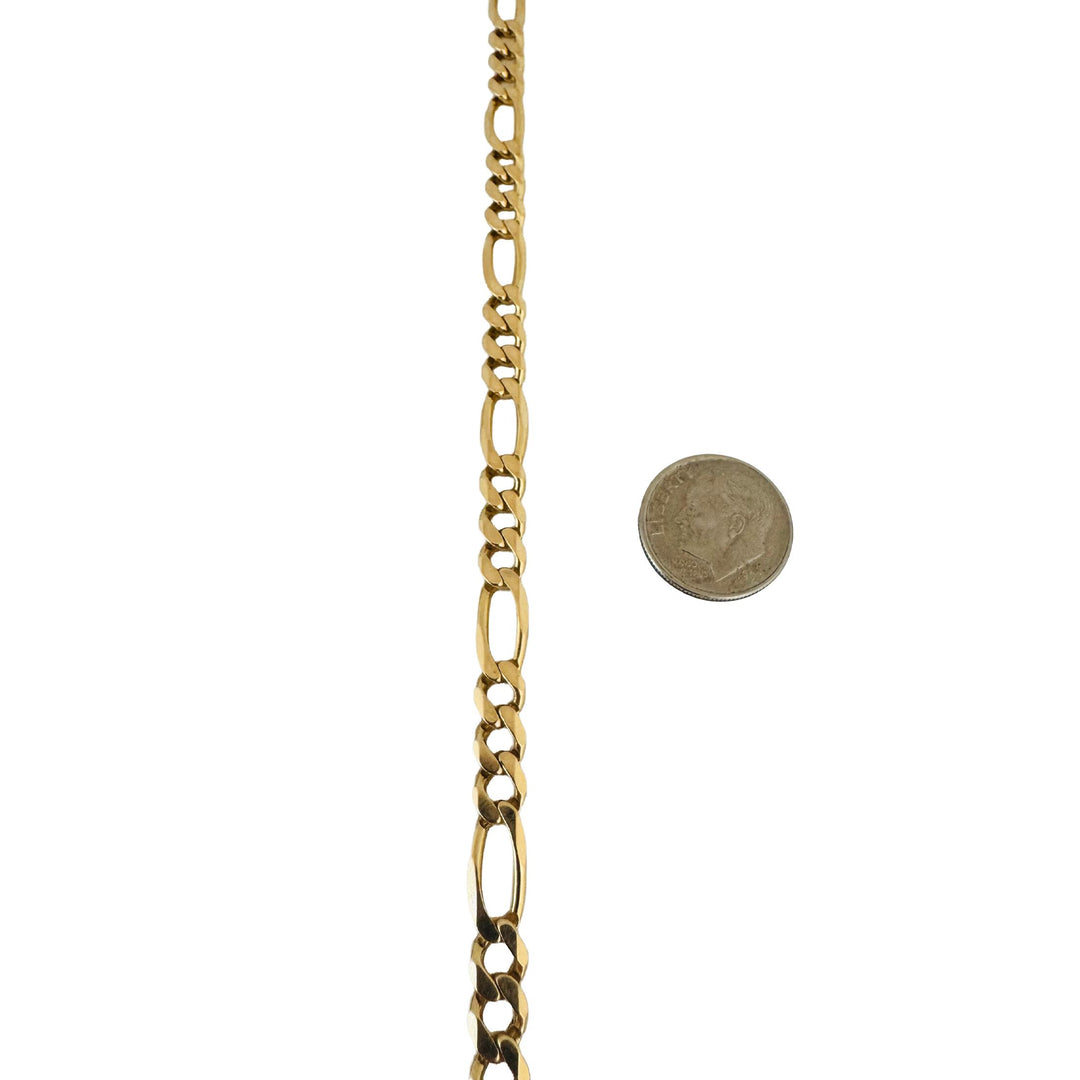 14k Yellow Gold 10.5g Solid Men's 6mm Figaro Link Bracelet Italy 8.25"