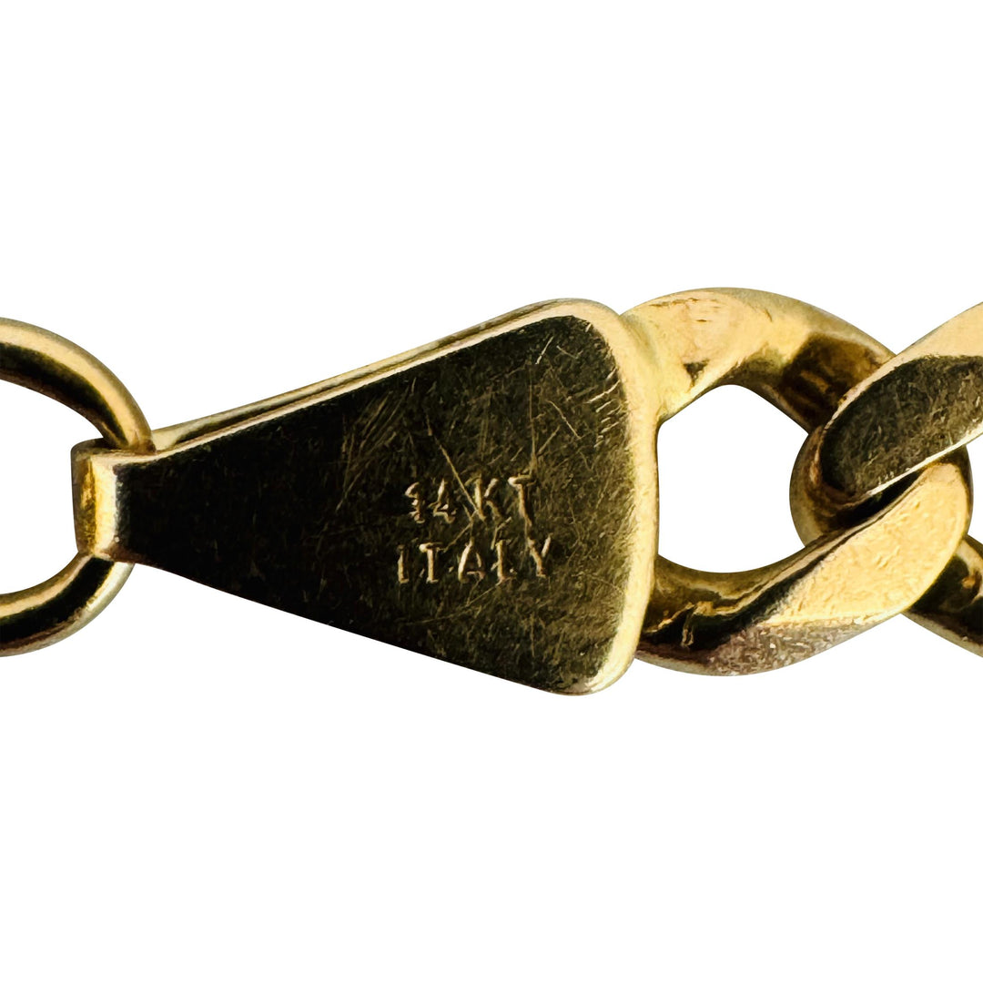 14k Yellow Gold 10.5g Solid Men's 6mm Figaro Link Bracelet Italy 8.25"