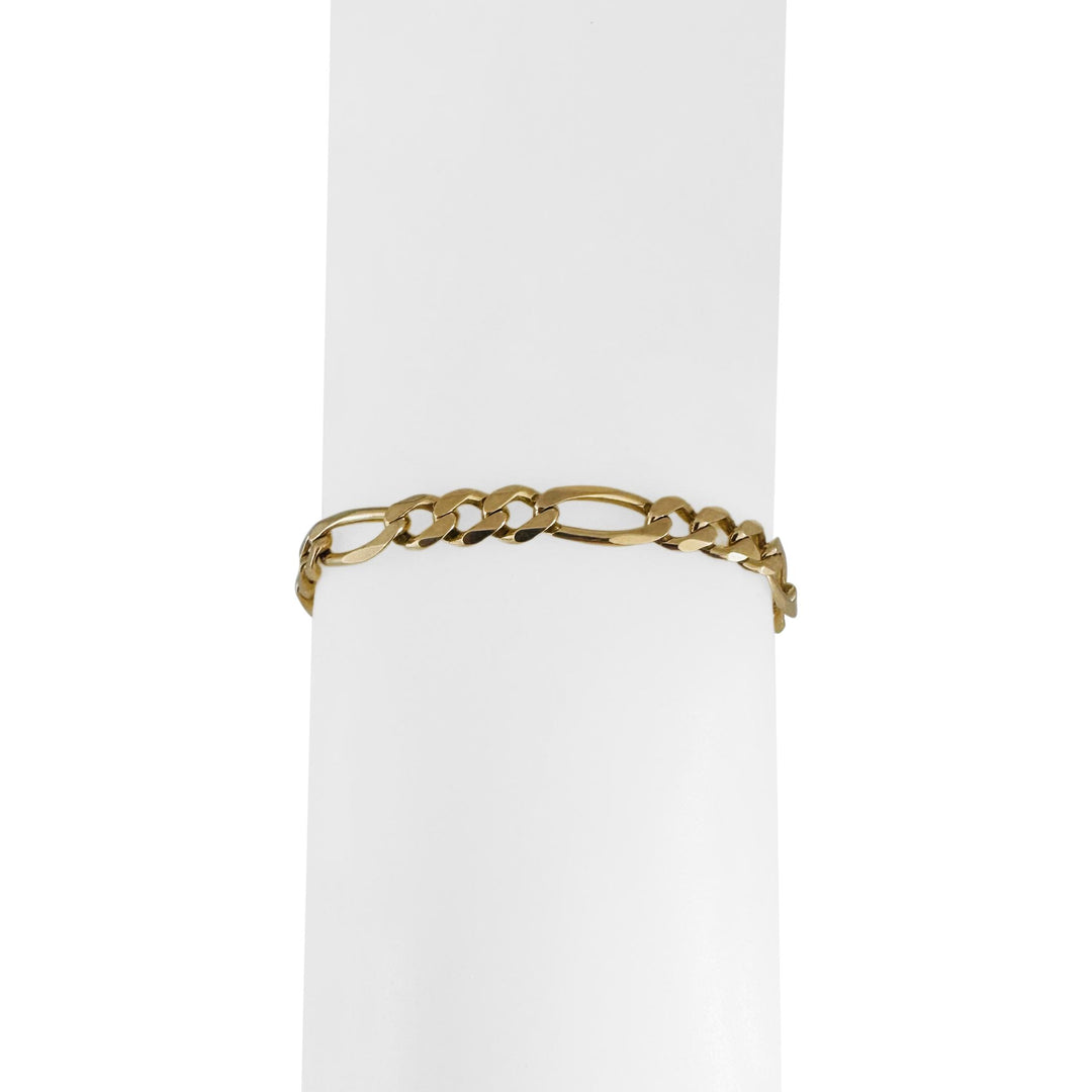 14k Yellow Gold 10.5g Solid Men's 6mm Figaro Link Bracelet Italy 8.25"