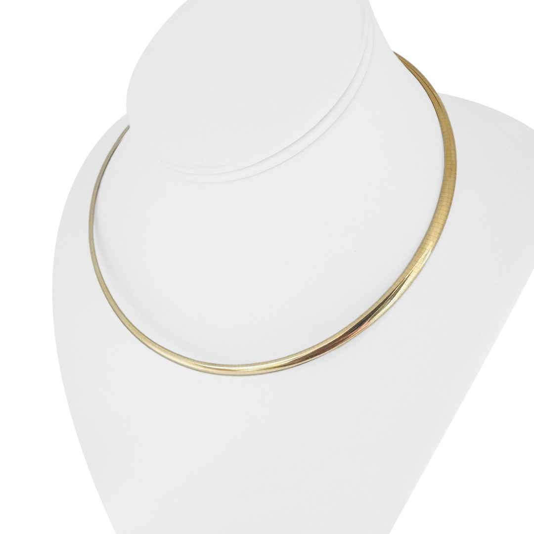 14k Yellow Gold 15.8g Solid Ladies 4mm Omega Link Necklace 16"