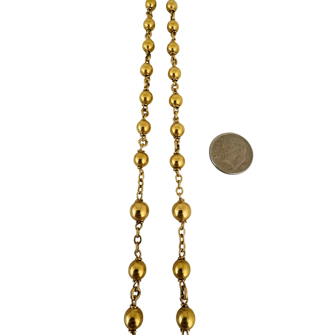 14k Yellow Gold 45.7g Vintage Heavy Beaded Rosary Necklace 32"