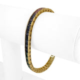 14k Yellow Gold 17.5g Solid Ladies Multi Gemstone Rainbow Tennis Bracelet 7"