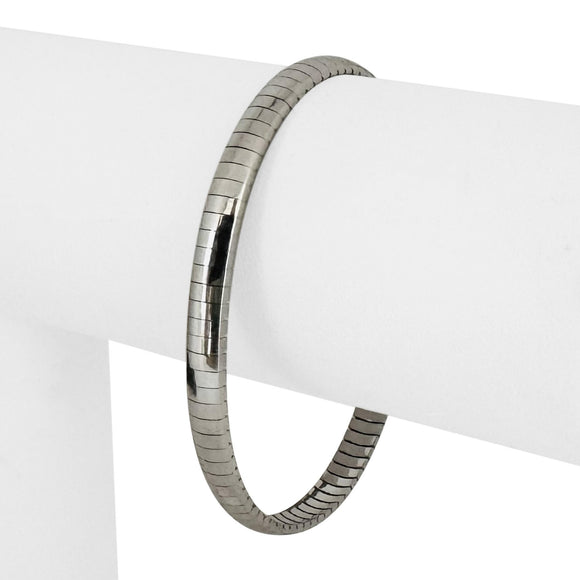 14k White Gold 13.8g Solid Ladies 5mm Omega Link Bracelet Italy 7