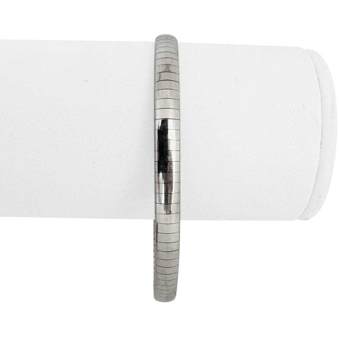 14k White Gold 13.8g Solid Ladies 5mm Omega Link Bracelet Italy 7"