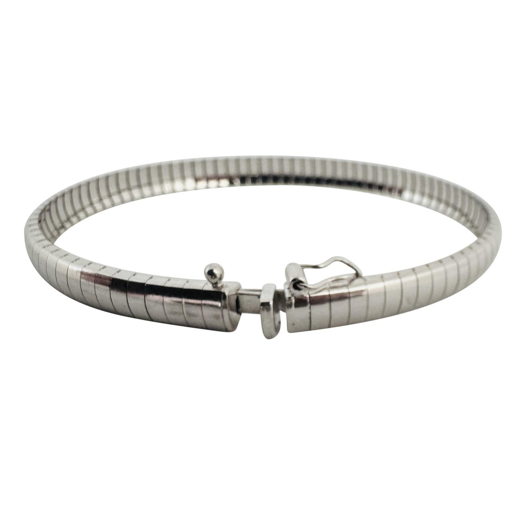 14k White Gold 13.8g Solid Ladies 5mm Omega Link Bracelet Italy 7"