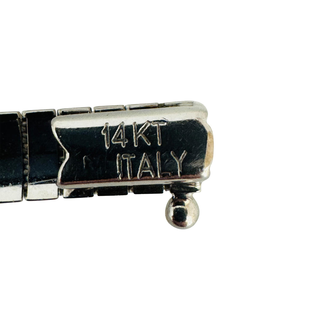 14k White Gold 13.8g Solid Ladies 5mm Omega Link Bracelet Italy 7"