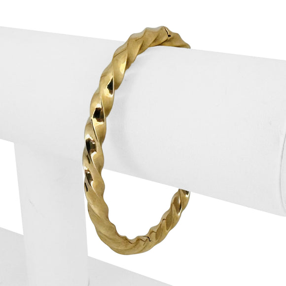 14k Yellow Gold 21g Solid Heavy Vintage 6mm Spiral Bangle Bracelet Italy 7