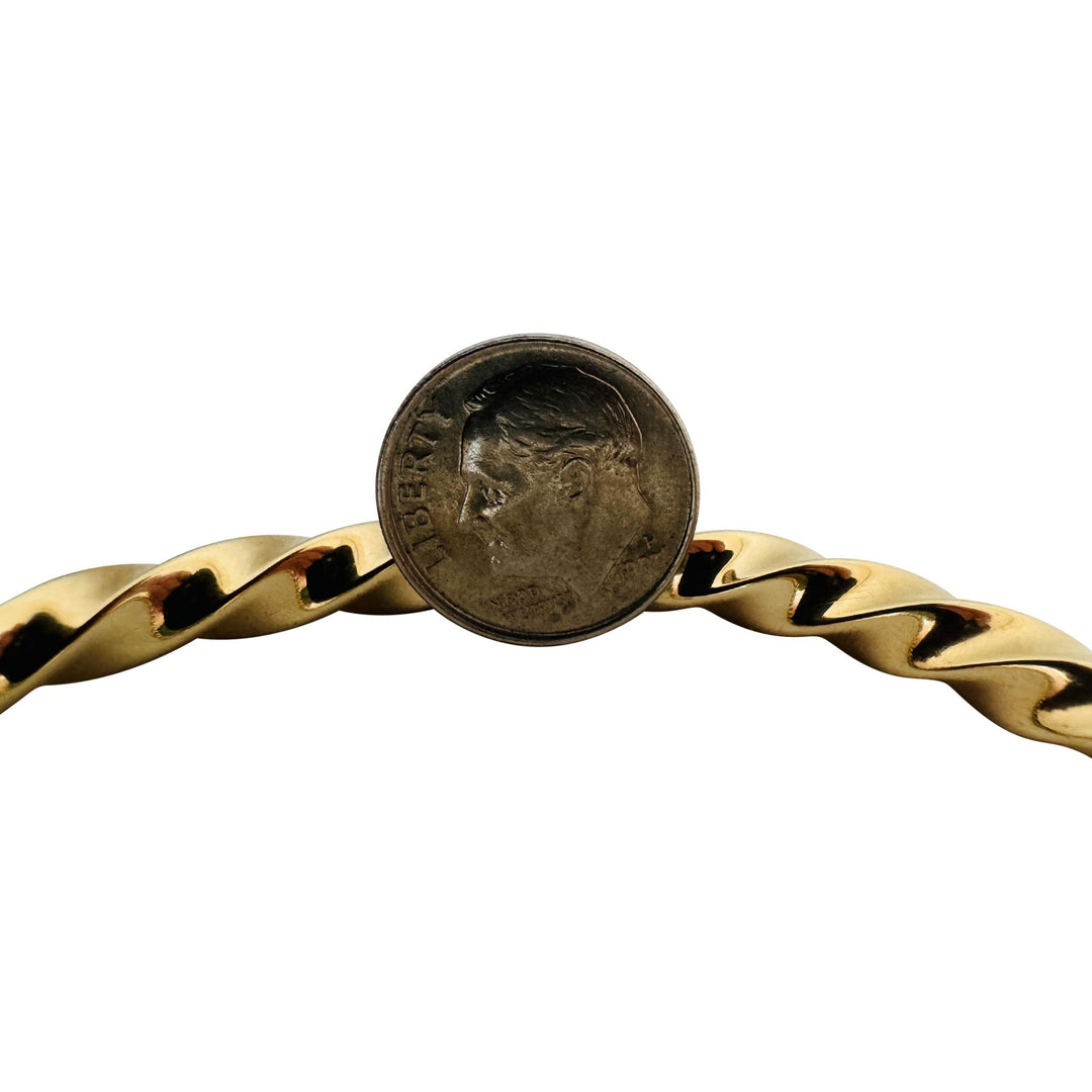 14k Yellow Gold 21g Solid Heavy Vintage 6mm Spiral Bangle Bracelet Italy 7"