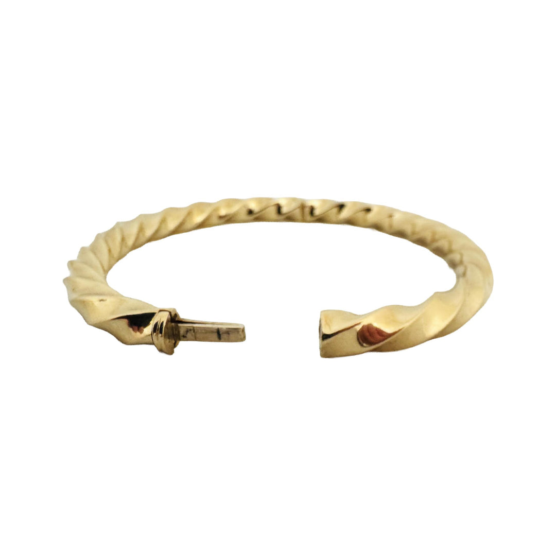 14k Yellow Gold 21g Solid Heavy Vintage 6mm Spiral Bangle Bracelet Italy 7"