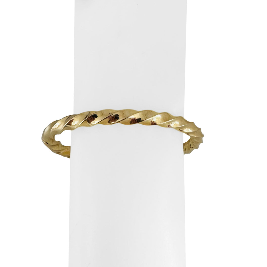 14k Yellow Gold 21g Solid Heavy Vintage 6mm Spiral Bangle Bracelet Italy 7"