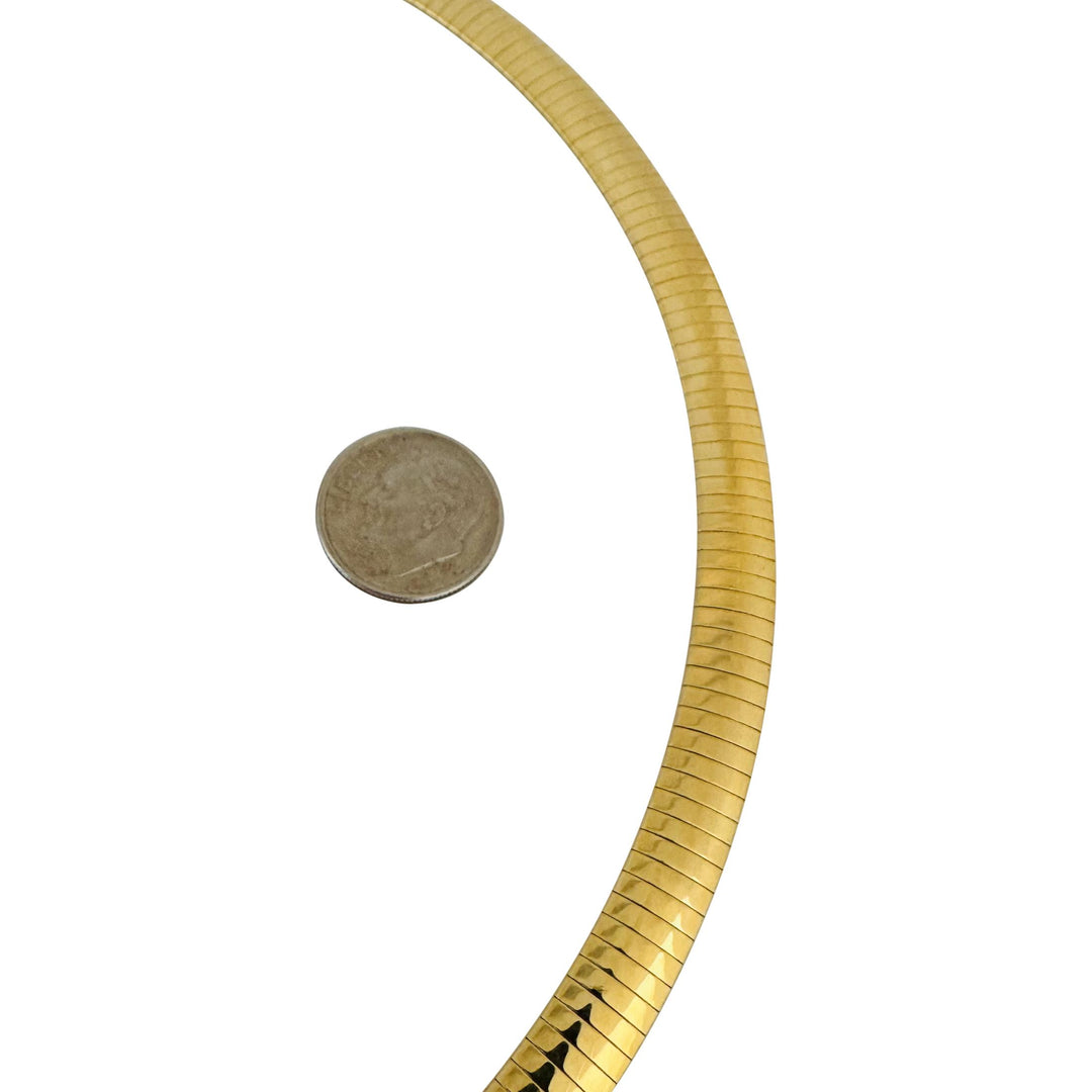 14k Yellow Gold 32.2g Solid Heavy 8mm Omega Link Necklace Italy 16"