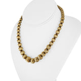 14k Yellow Gold 26.2g Vintage Ladies Graduated Ribbed Ball Link Necklace 16"