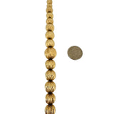 14k Yellow Gold 26.2g Vintage Ladies Graduated Ribbed Ball Link Necklace 16"