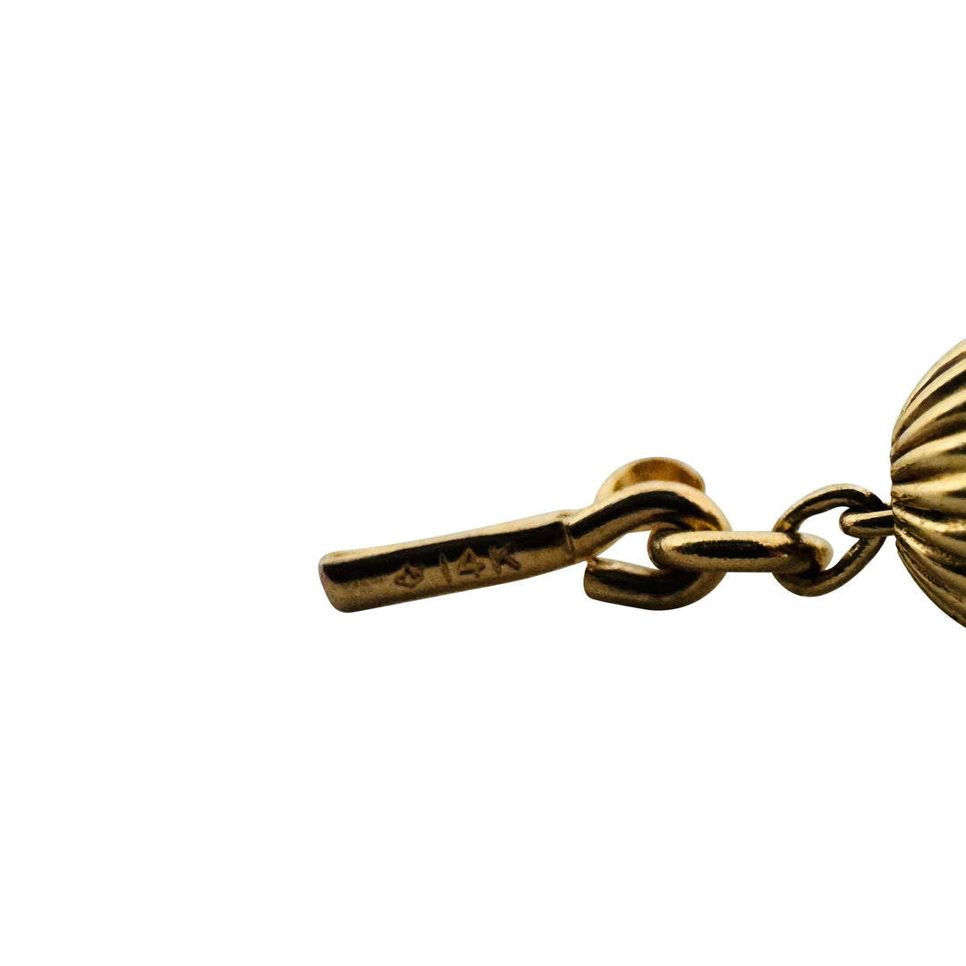 14k Yellow Gold 26.2g Vintage Ladies Graduated Ribbed Ball Link Necklace 16"