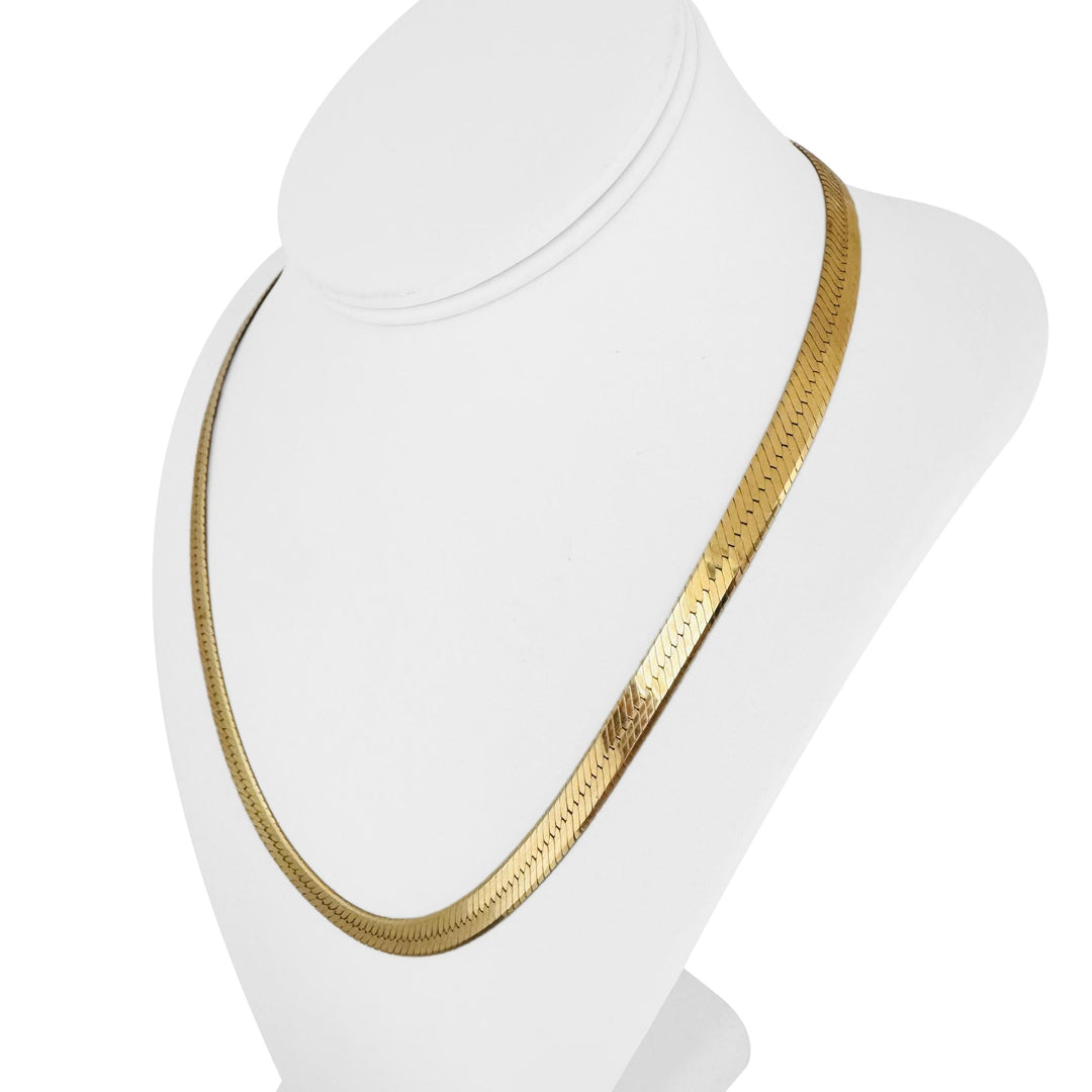 14k Yellow Gold 29.6g Solid Heavy 6.5mm Herringbone Link Necklace Italy 20"