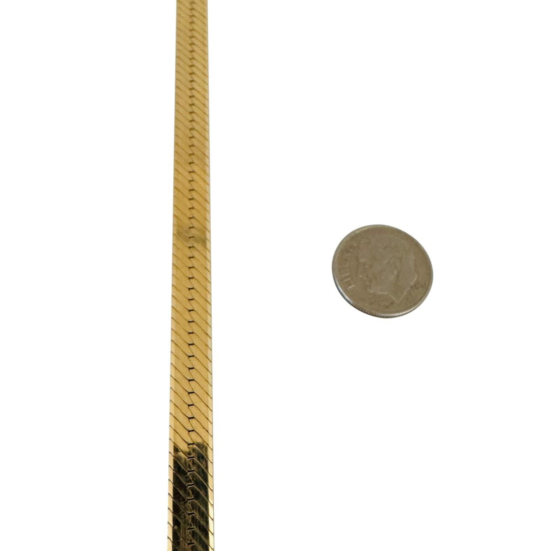 14k Yellow Gold 29.6g Solid Heavy 6.5mm Herringbone Link Necklace Italy 20"