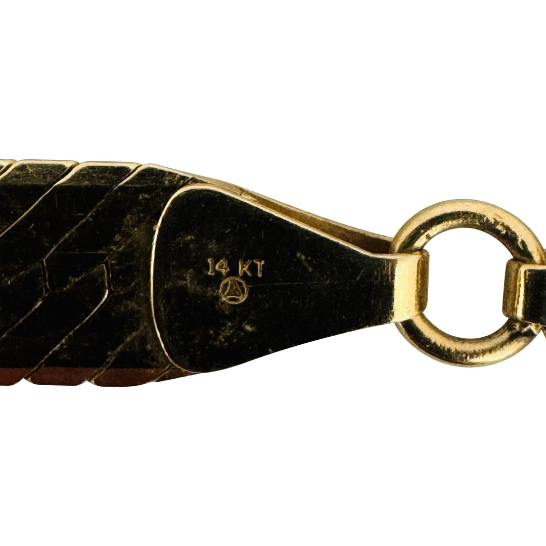 14k Yellow Gold 29.6g Solid Heavy 6.5mm Herringbone Link Necklace Italy 20"