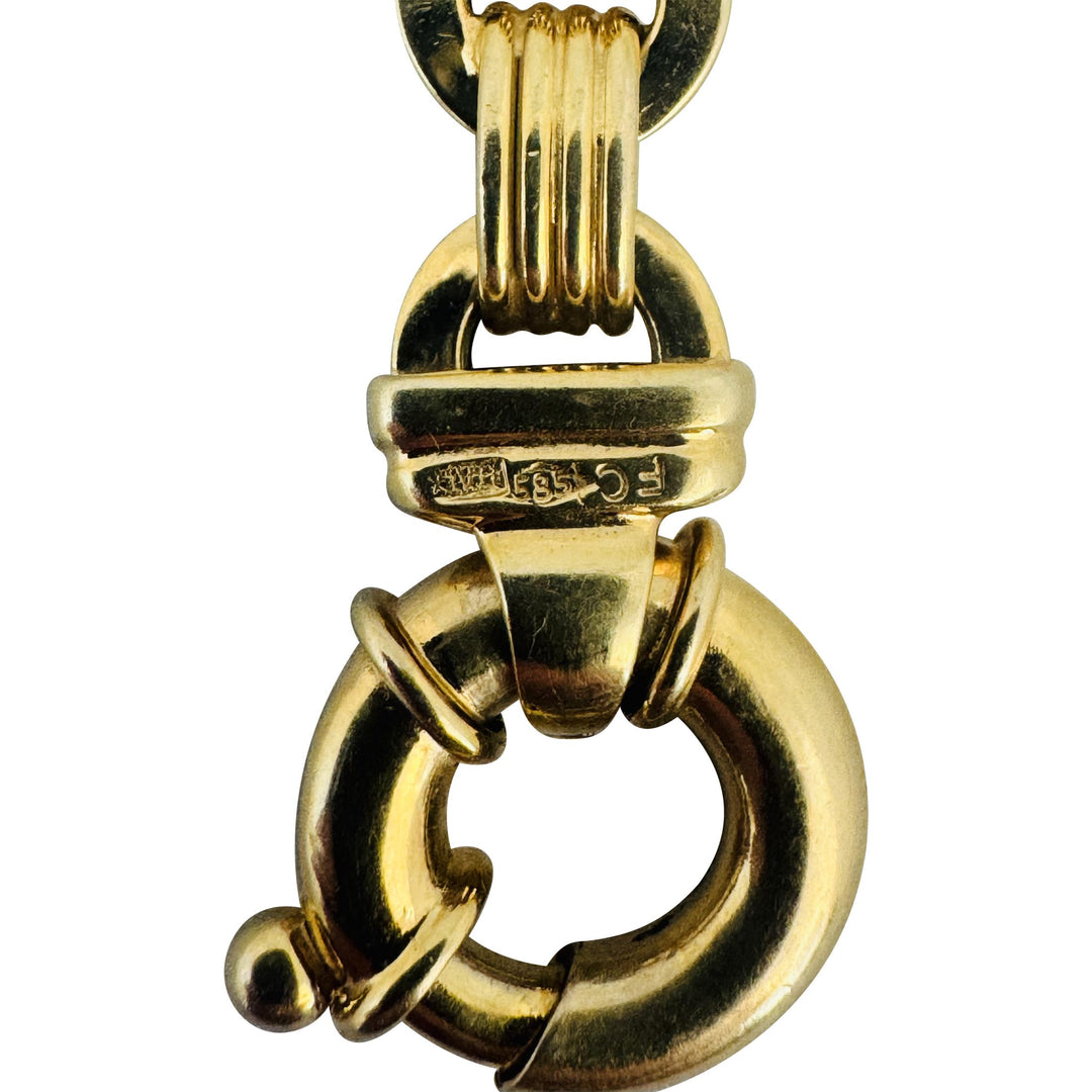 14k Yellow Gold 13.3g Vintage Ladies 8mm Fancy Circle Link Bracelet Italy 7"