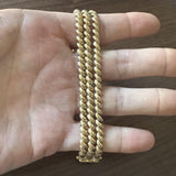 14k Yellow Gold 25.7g Three Strand 15mm San Marco Link Bracelet Italy 7"