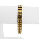 14k Yellow Gold 15g Solid Ladies 9mm Squared Diamond Cut Circle Bracelet 7"