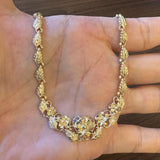 14k Yellow Gold 26.3g Solid Ladies Graduated Floral Fancy Link Necklace 17.5"