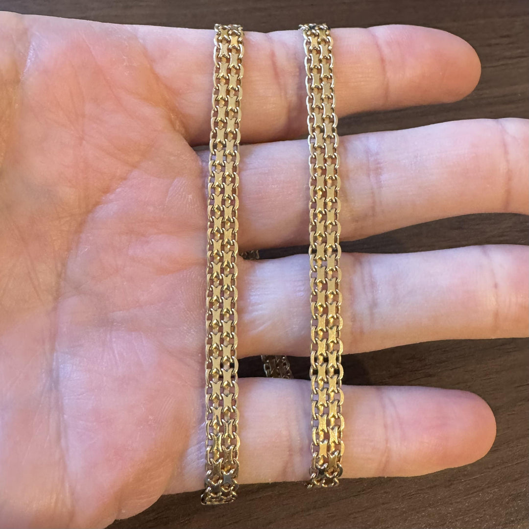 14k Yellow Gold 17.5g Solid Vintage 6mm Bismark Link Chain Necklace Italy 16"