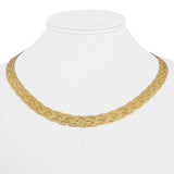 14k Yellow Gold 15g Braided Five Strand Herringbone Link Necklace Italy 18"