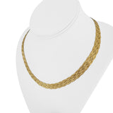 14k Yellow Gold 15g Braided Five Strand Herringbone Link Necklace Italy 18"