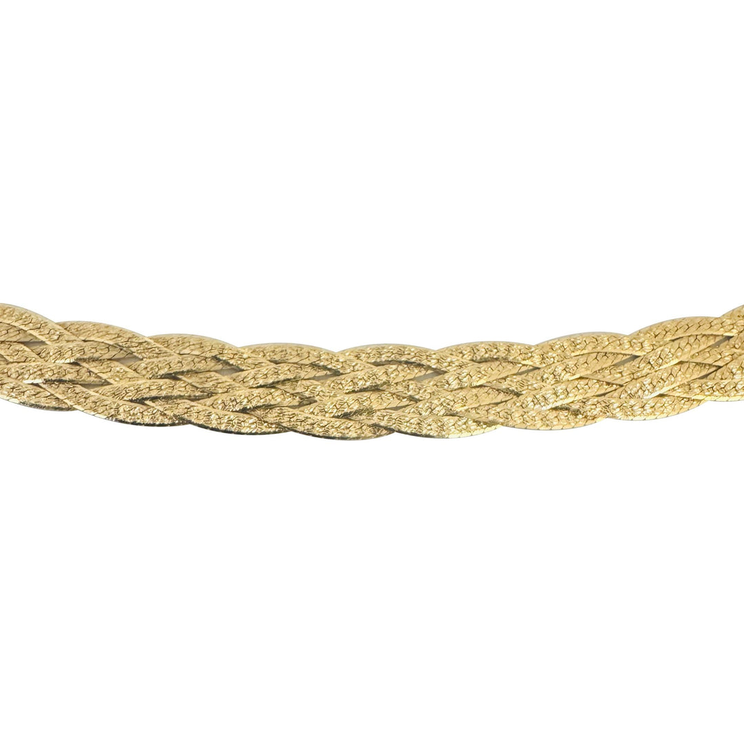 14k Yellow Gold 15g Braided Five Strand Herringbone Link Necklace Italy 18"