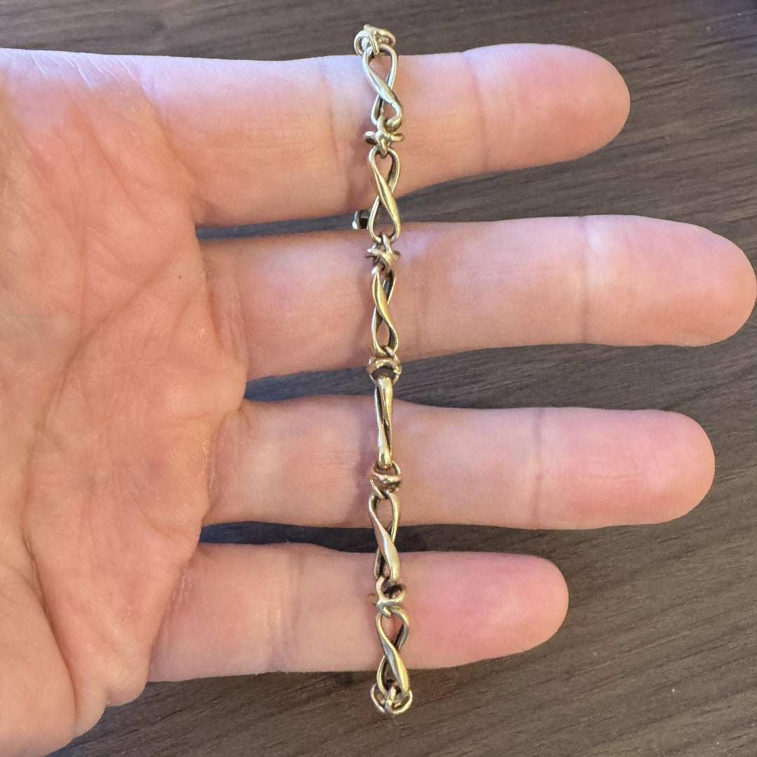 14k Yellow Gold 5.8g Hollow Vintage 5.5mm Fancy Twisted Link Bracelet 8"