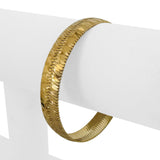 14k Yellow Gold 16.7g Solid Vintage 11mm Striped Herringbone Bracelet Italy 7"