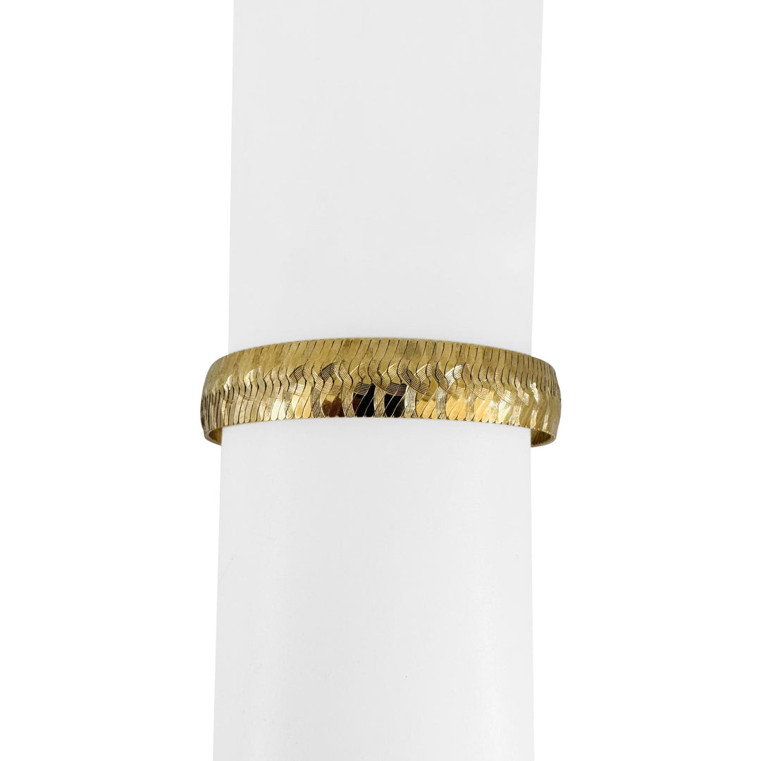 14k Yellow Gold 16.7g Solid Vintage 11mm Striped Herringbone Bracelet Italy 7"