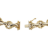 14k Yellow and White Gold 23g Twisted Circle Fancy Link Bracelet Italy 7.5"