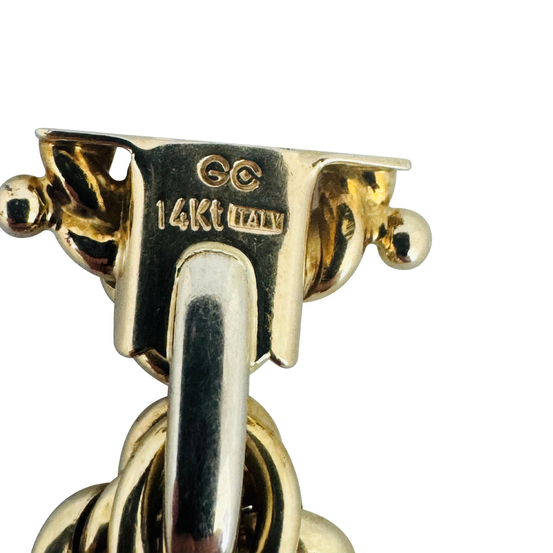 14k Yellow and White Gold 23g Twisted Circle Fancy Link Bracelet Italy 7.5"