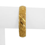 14k Yellow Gold 22.2g Solid Vintage 10mm Etched Herringbone Bracelet Italy 7"