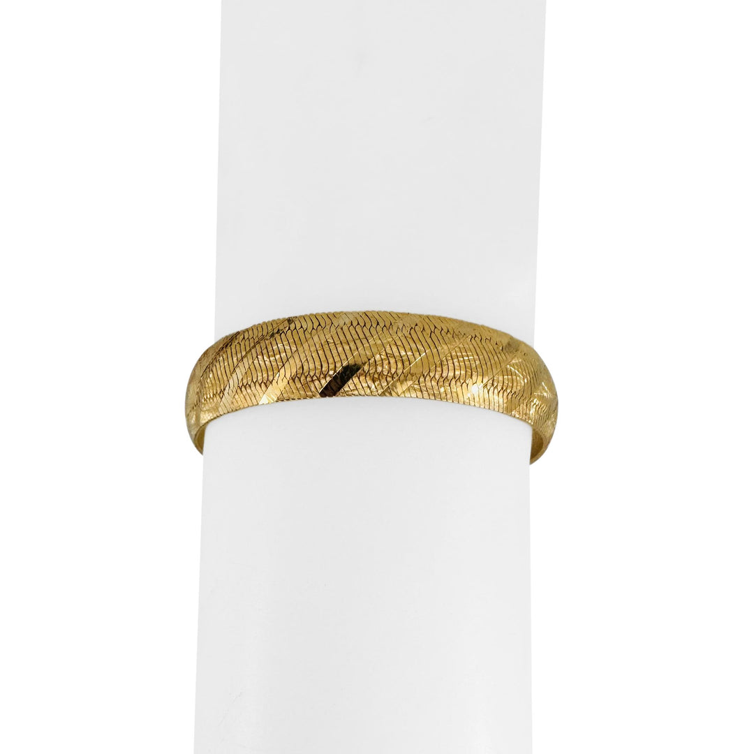 14k Yellow Gold 22.2g Solid Vintage 10mm Etched Herringbone Bracelet Italy 7"
