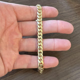 18k Yellow Gold 38g Solid Heavy 7mm Men's Cuban Link Bracelet Italy 8.5"