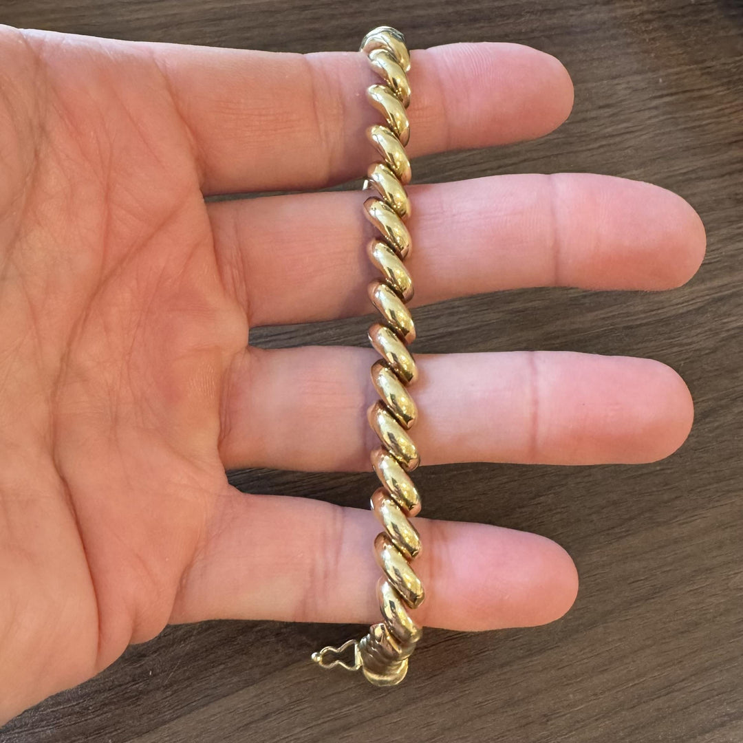 18k Yellow Gold 14.8g Ladies Polished 8mm San Marco Link Bracelet Peru 7.25"