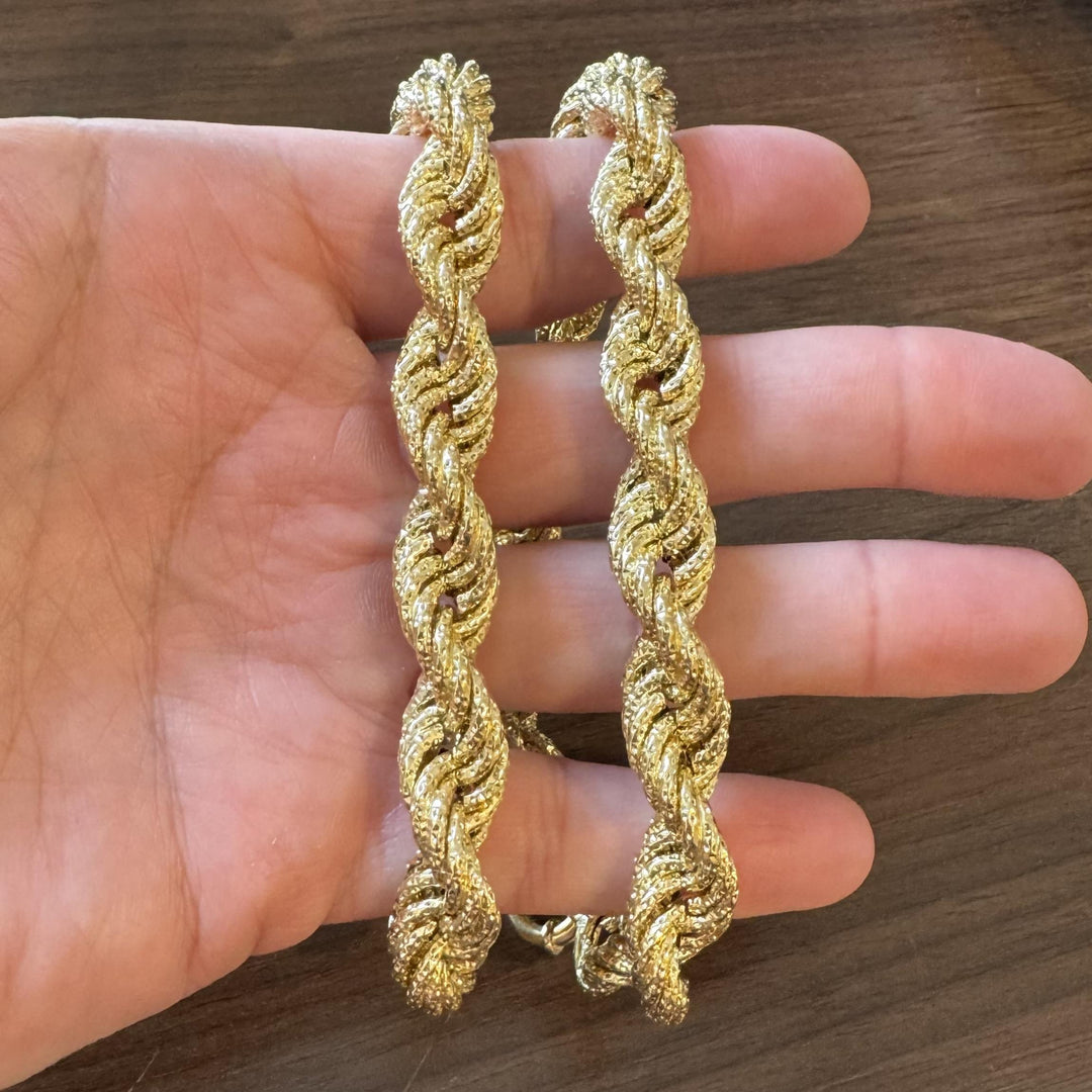 18k Yellow Gold 38g Sparkling Thick 12mm Rope Necklace Italy 20"