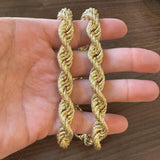 18k Yellow Gold 38g Sparkling Thick 12mm Rope Necklace Italy 20"