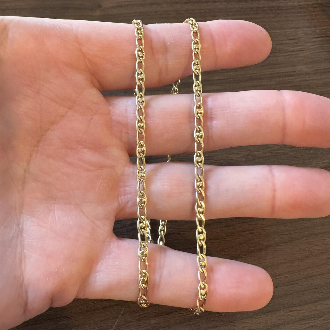 18k Yellow Gold 17g Solid Vintage 3.5mm Fancy Curb Link Chain Necklace 20"