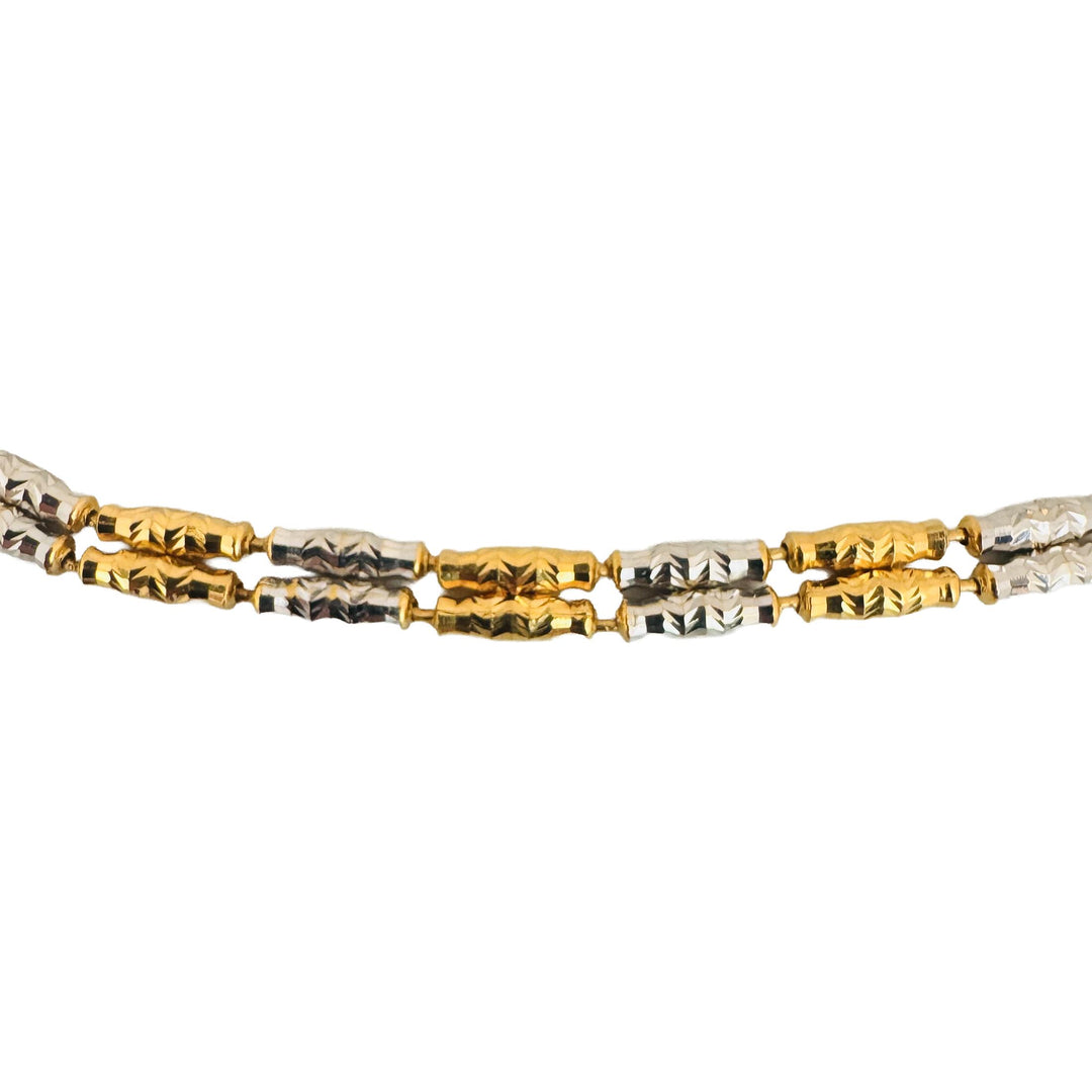 22k Yellow and White Gold 21.2g Diamond Cut Double Barrel Link Necklace 24"