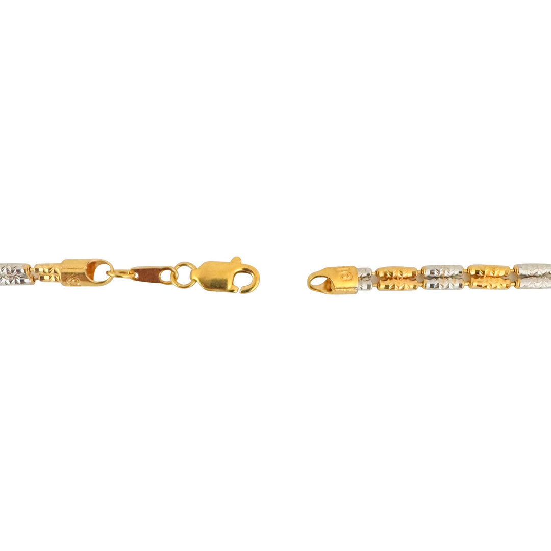 22k Yellow and White Gold 21.2g Diamond Cut Double Barrel Link Necklace 24"