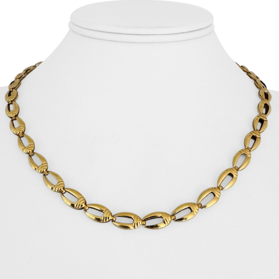 18k Yellow Gold 17.6g Vintage Ladies 6.5mm Fancy Link Necklace Italy 17.5"