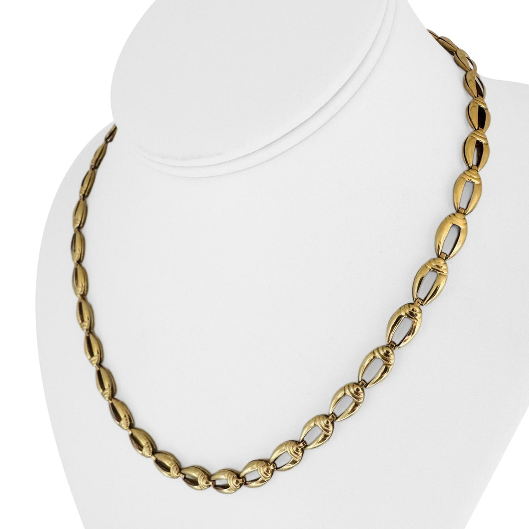 18k Yellow Gold 17.6g Vintage Ladies 6.5mm Fancy Link Necklace Italy 17.5"